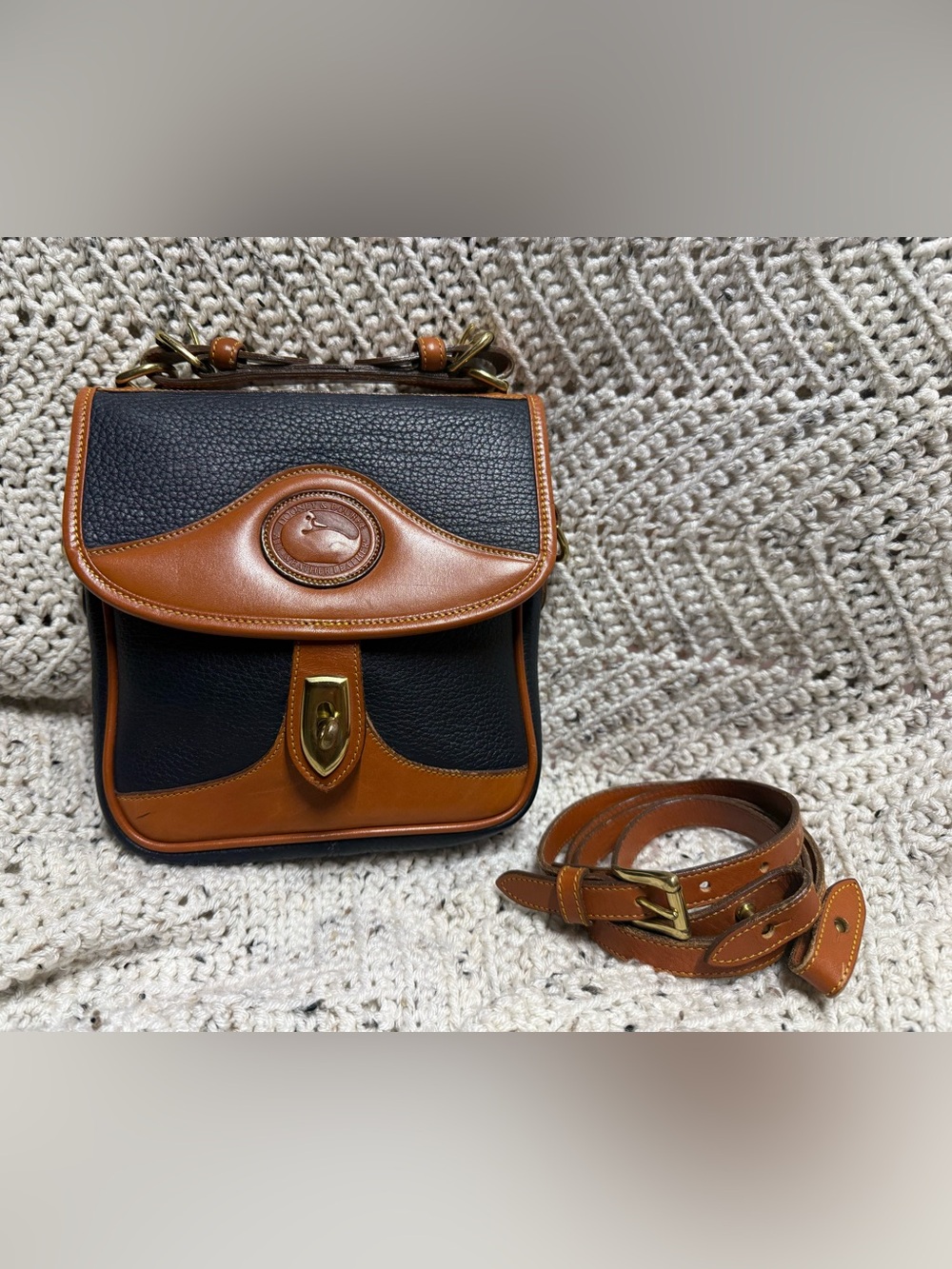 Vintage Dooney & Bourke Blue Square Carrier